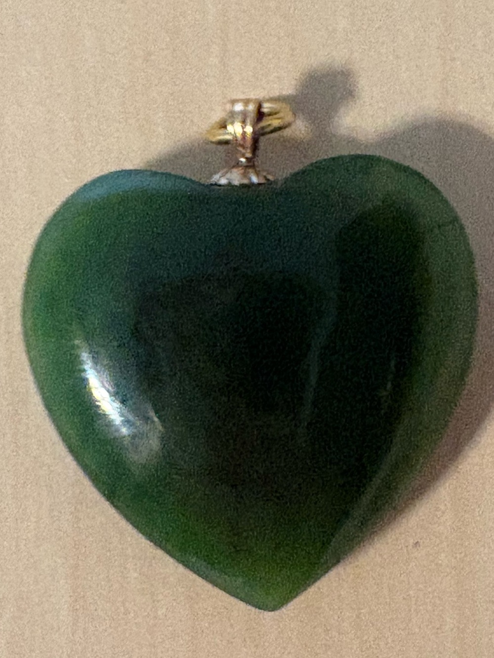 Jade Heart Necklace Pendant Necklace w Gold Accents